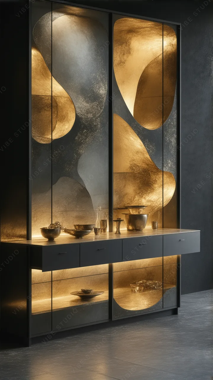 Gold Vein Cabinet Wall Phone Wallpaper