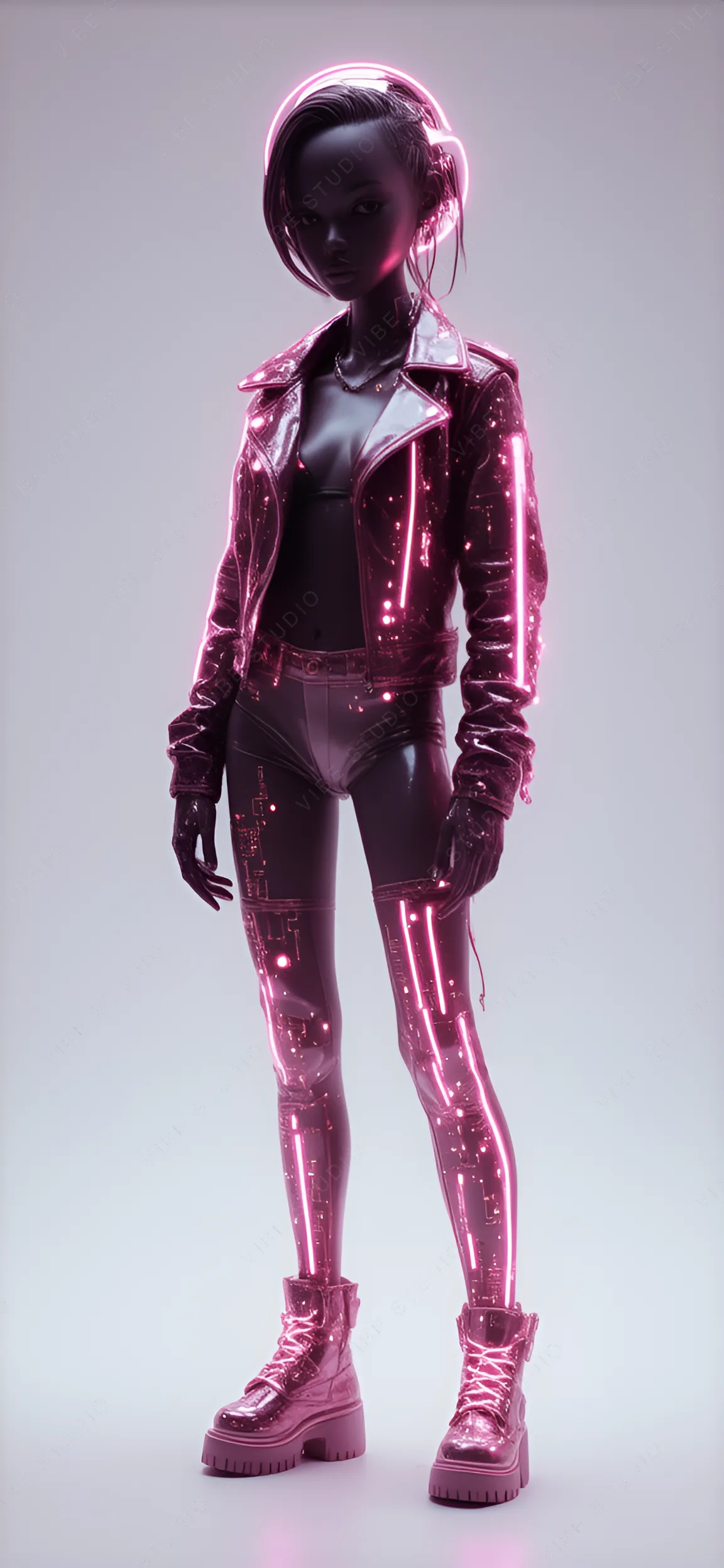Neon Accent Cyberpunk Figure