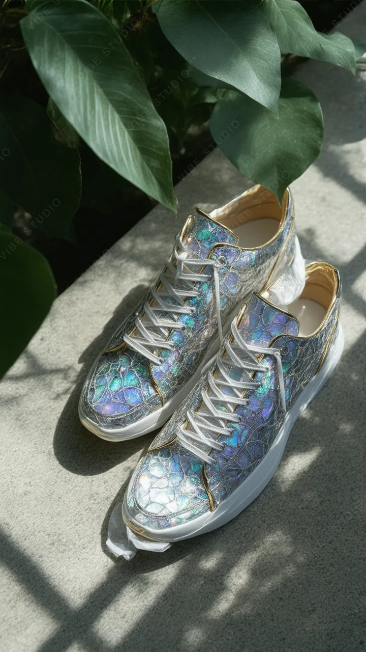 Iridescent Leather Sneakers Phone Wallpaper