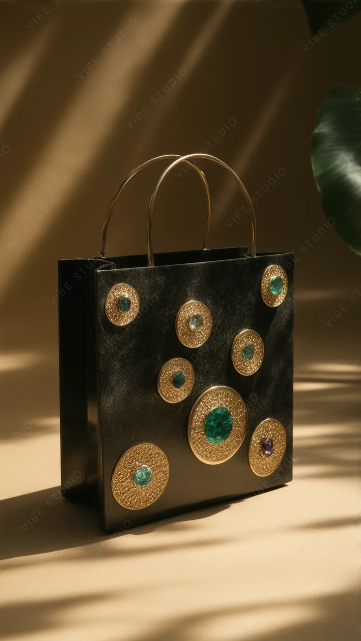 Emerald Circle Decorative Box, Black Luxury Phone Wallpaper