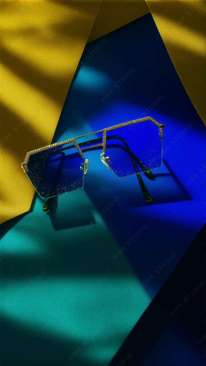 Geometric Blue Glass Sunglasses Phone Wallpaper