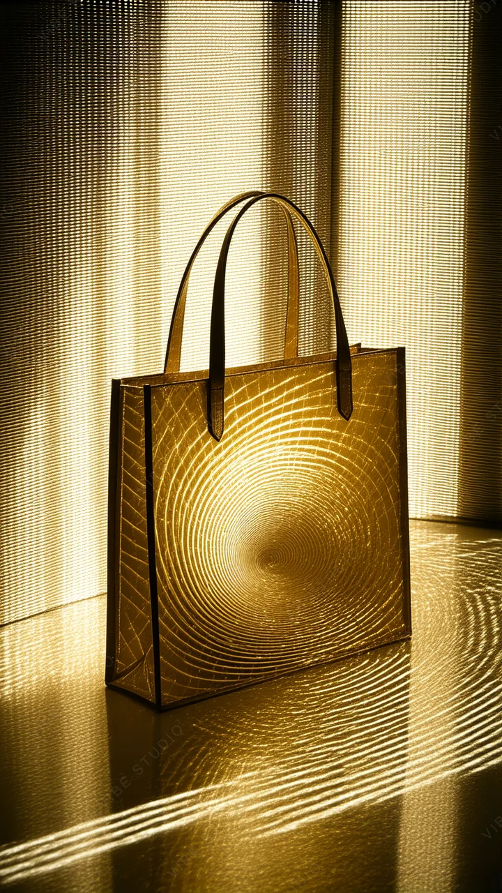Gold Textured Leather Tote - Elegant Smartphone Wallpaper