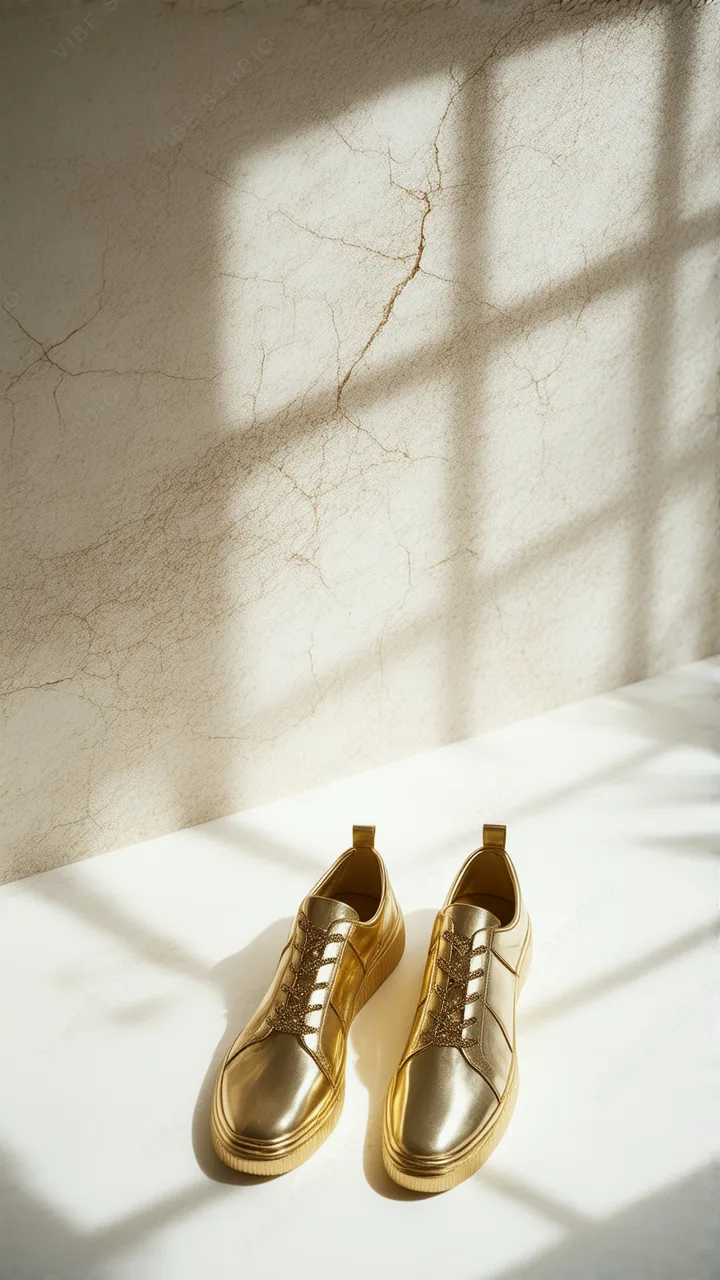 Luxurious Gold Shoe Phone Wallpaper