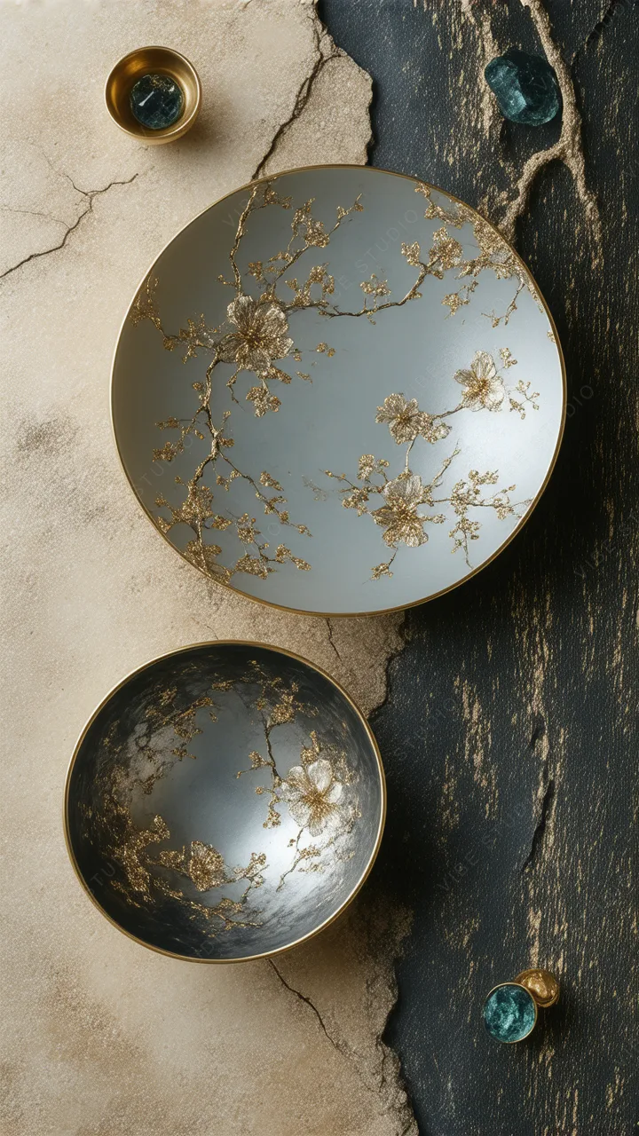 Ceramic Bowl with Floral Design Phone Wallpaper