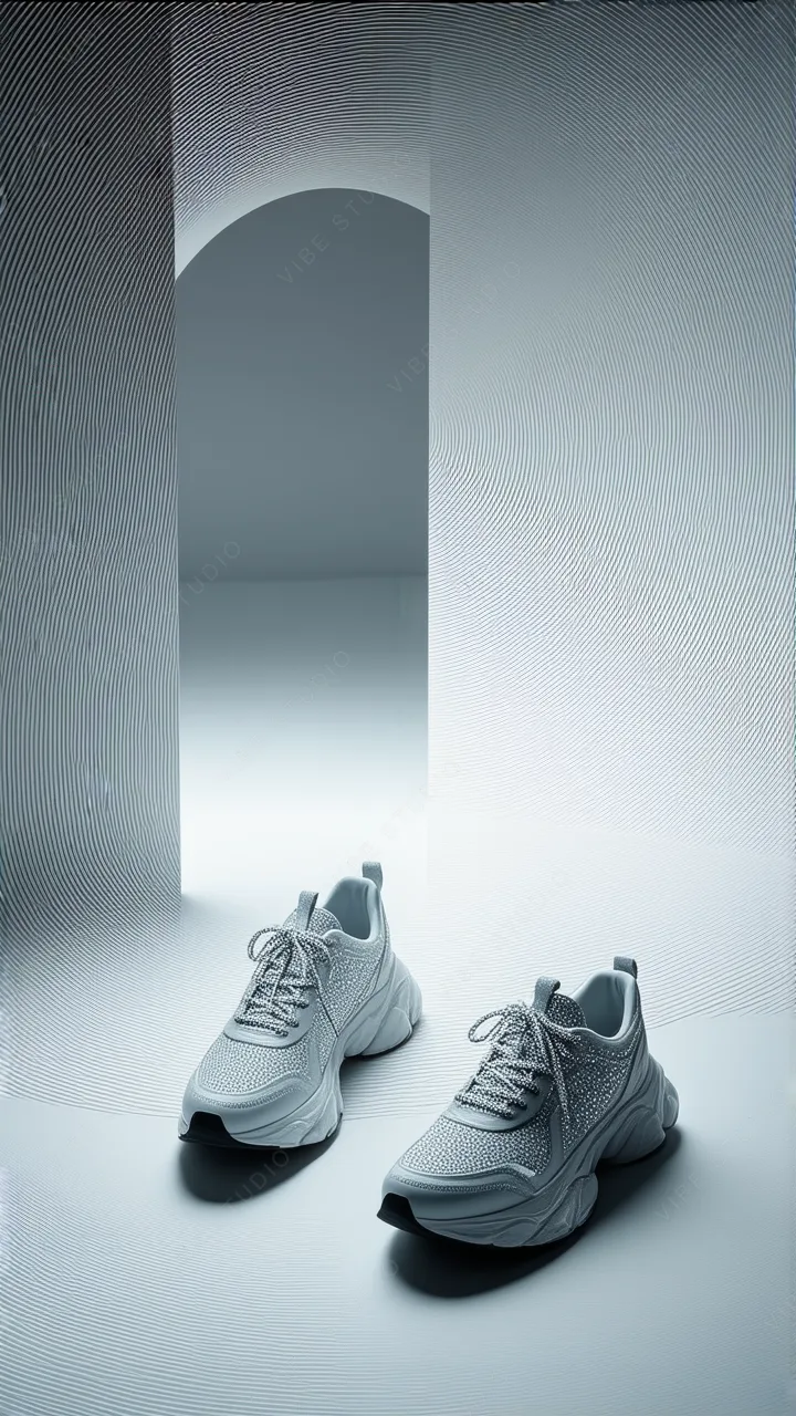 Geometric White Sneaker Phone Wallpaper
