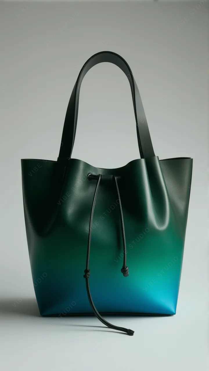 Teal Gradient Leather Bucket Bag Phone Wallpaper
