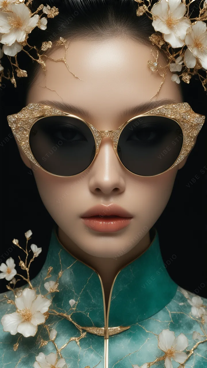 Gold Frame Sunglasses Phone Wallpaper