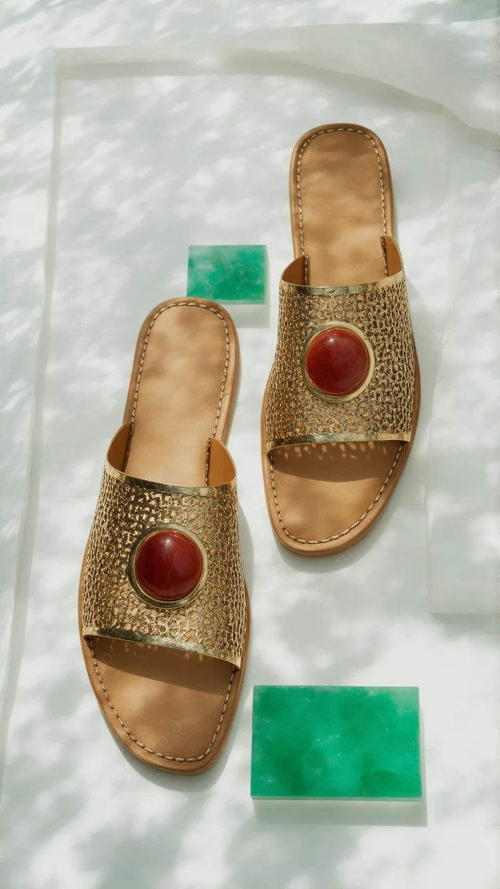 Gold Textured Slide Sandal Phone Wallpaper