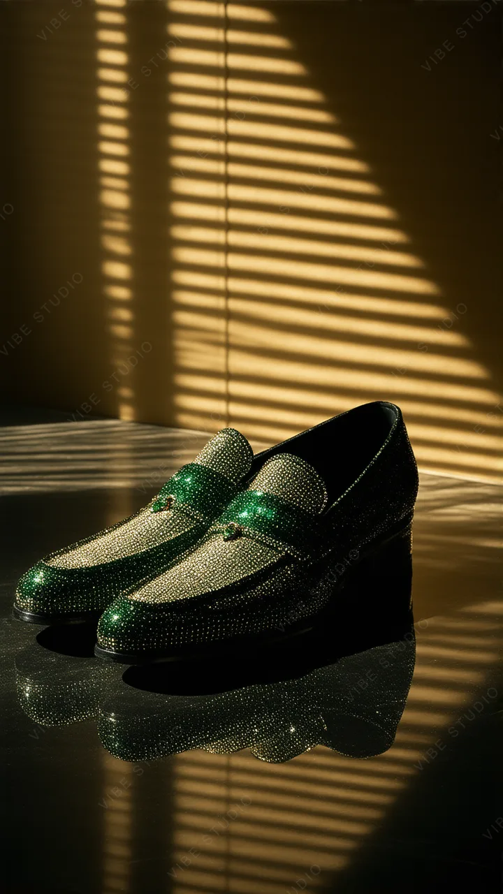 Sparkling Crystal Loafers Phone Wallpaper