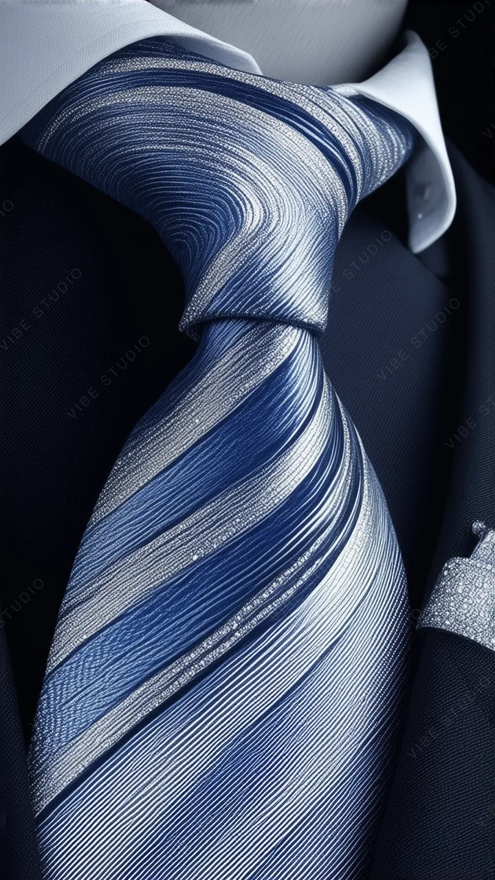 Blue and Silver Metallic Tie Phone Wallpaper