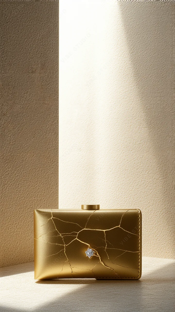 Metallic Texture Phone Wallpaper with Gold and Crystal Details