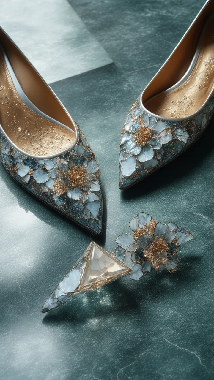 Floral Crystal Shoe Phone Wallpaper