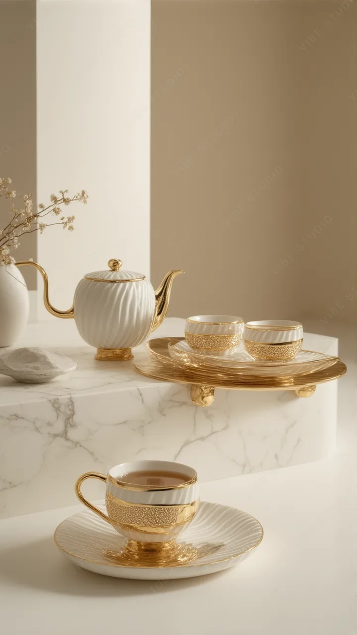 Marble Texture Phone Wallpaper with Gold Accents
