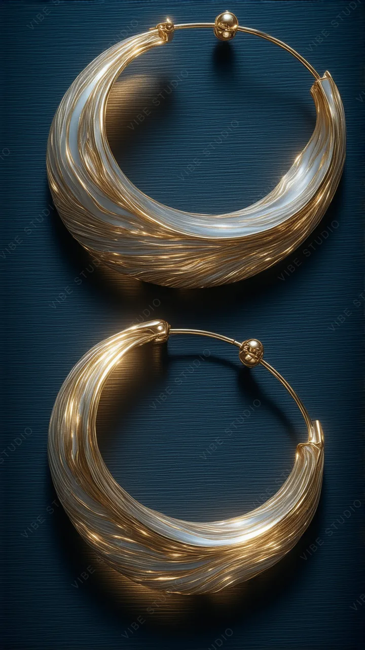 Gold Hoop Earrings – Reflective Luxury Phone Wallpaper