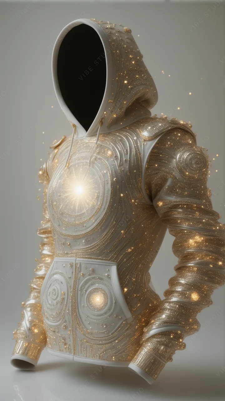 Golden Luminous Hooded Sculpture Phone Wallpaper