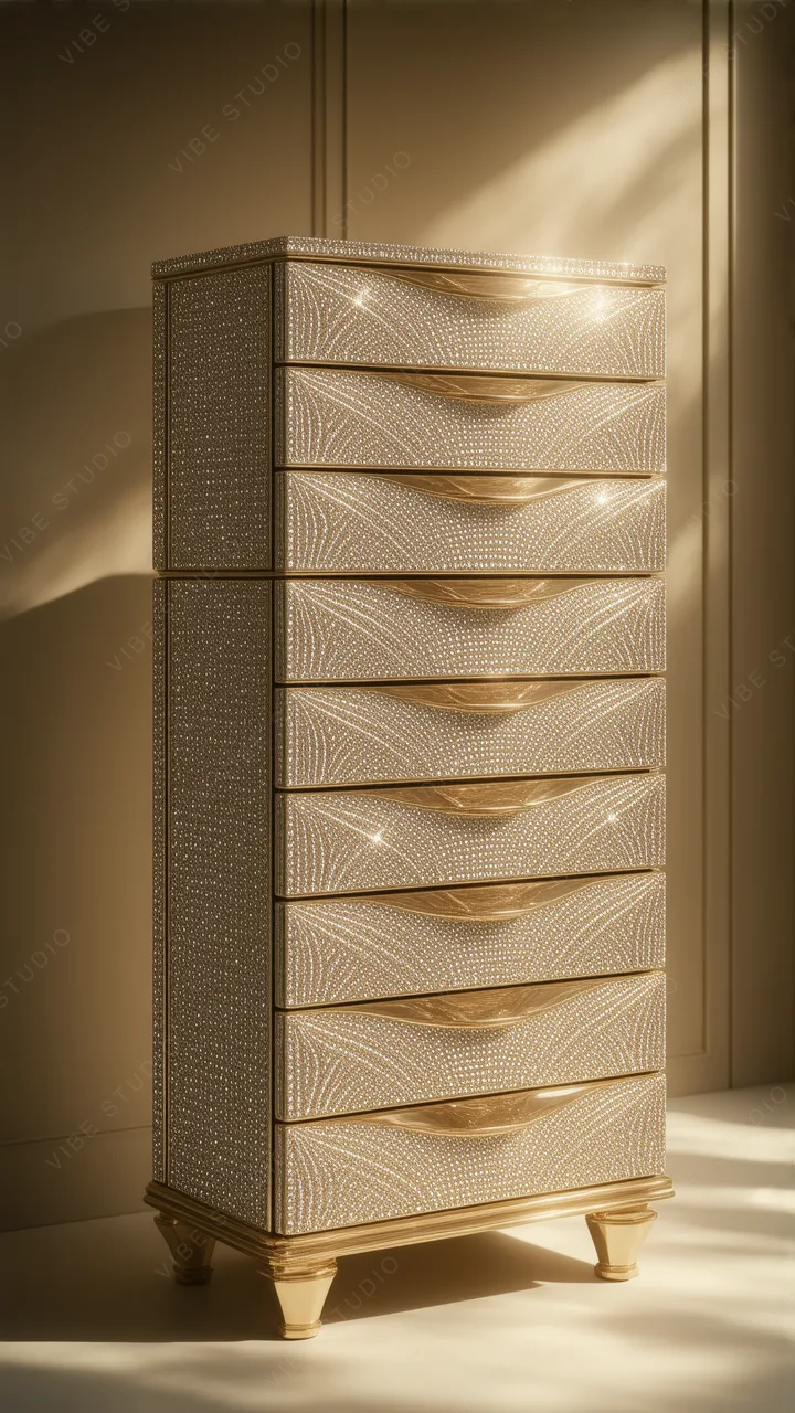 Luxurious Rhinestone Chest of Drawers Phone Wallpaper