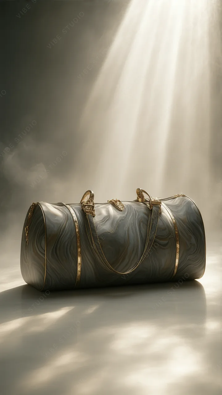 Luxurious Grey Leather Gym Bag Phone Wallpaper