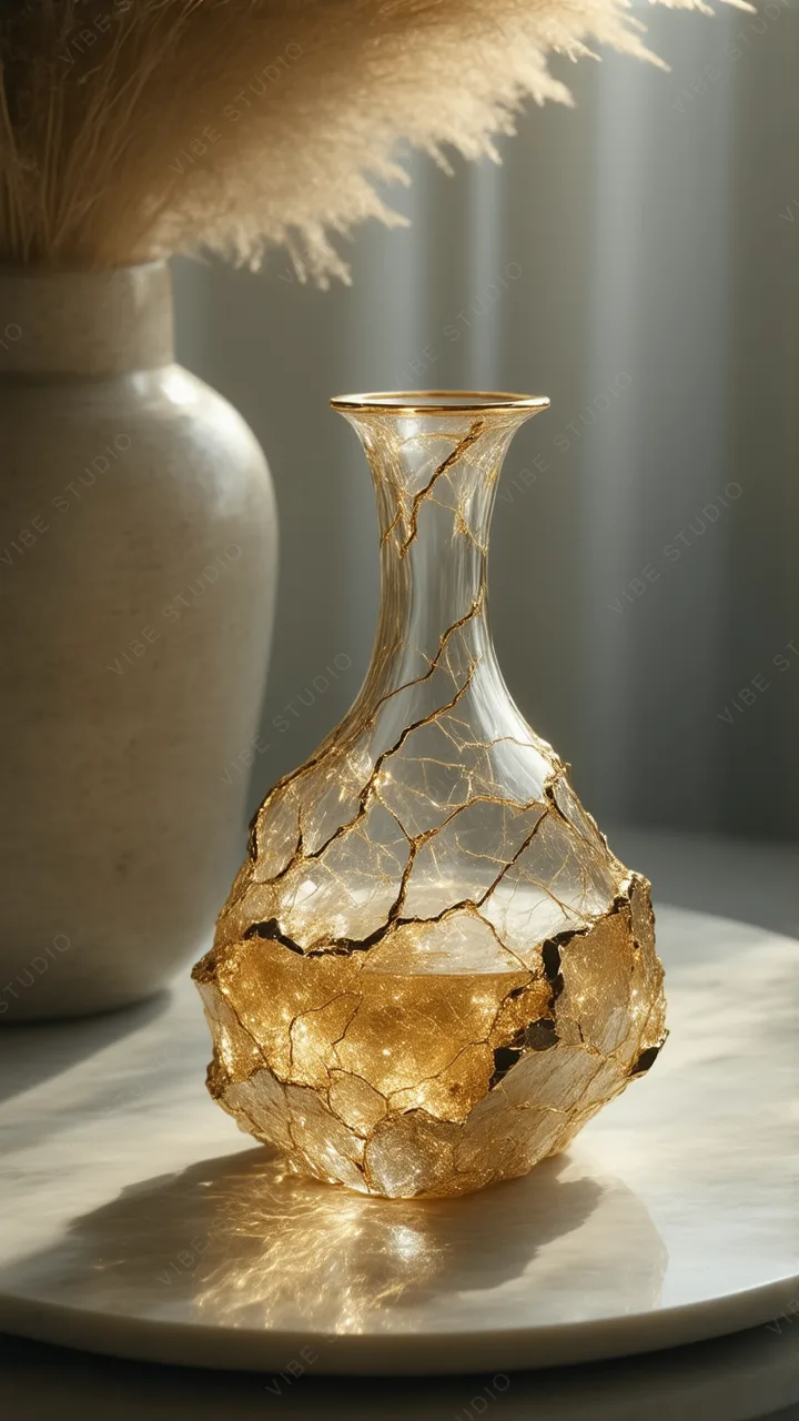 Gold Veined Glass Vase Phone Wallpaper