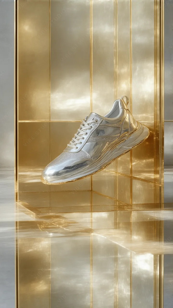 Metallic Silver Running Shoe Phone Wallpaper
