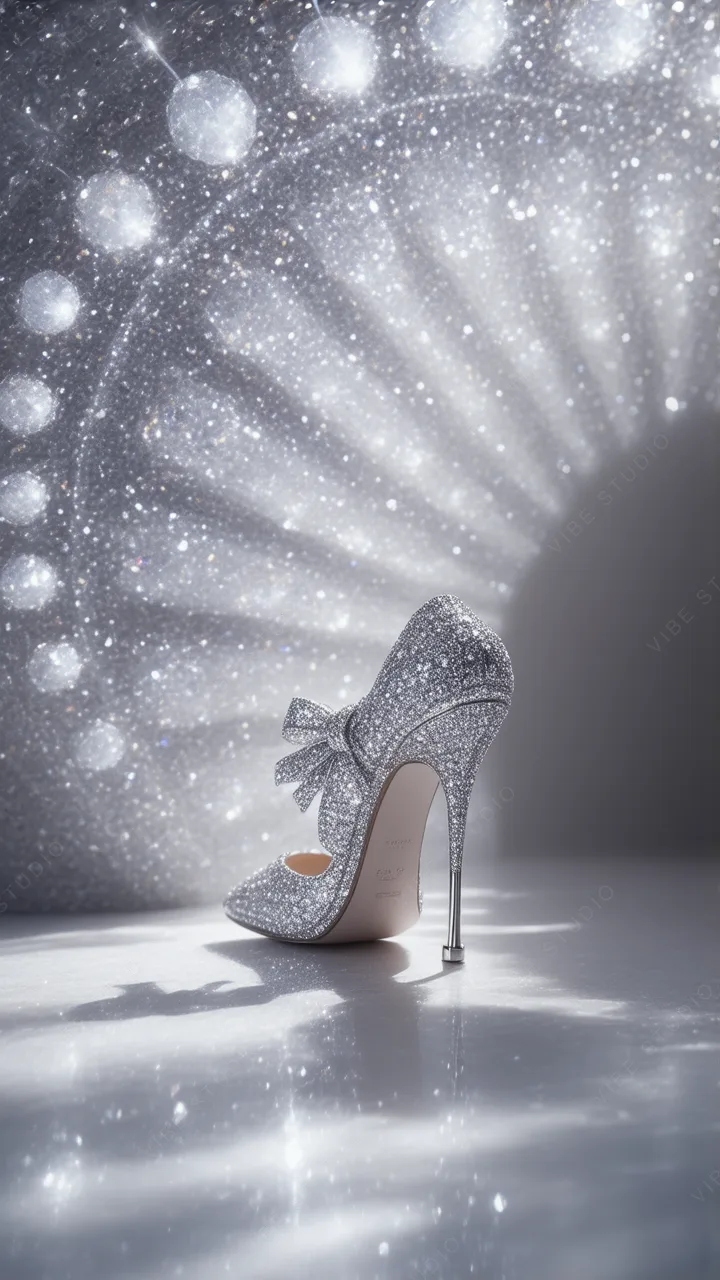 Silver Crystal Shoe Phone Wallpaper