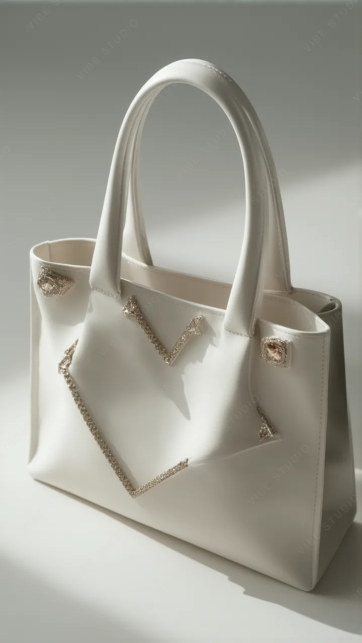 White Geometric Crystal Bag - Luxury Phone Wallpaper