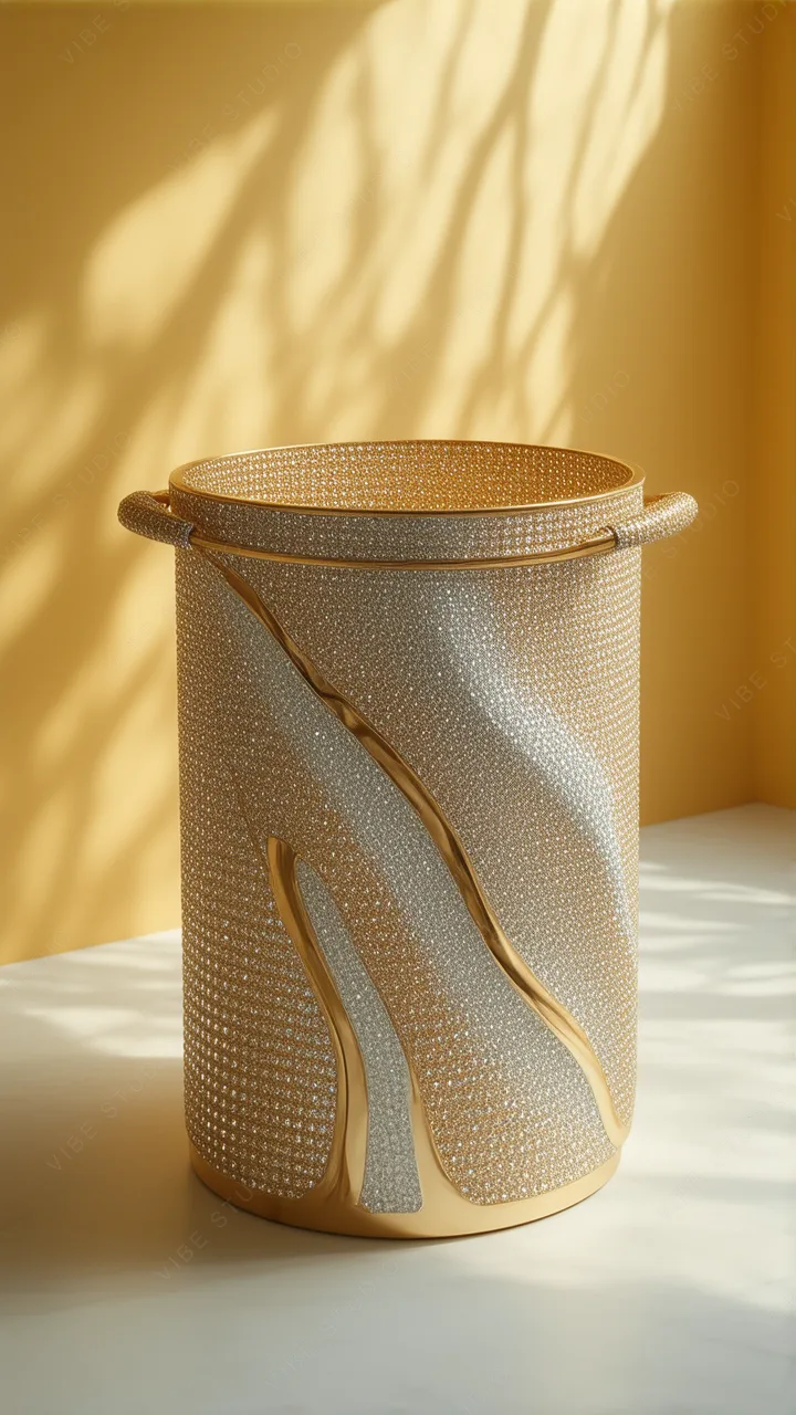 Gold Metallic Spiral Woven Basket Phone Wallpaper