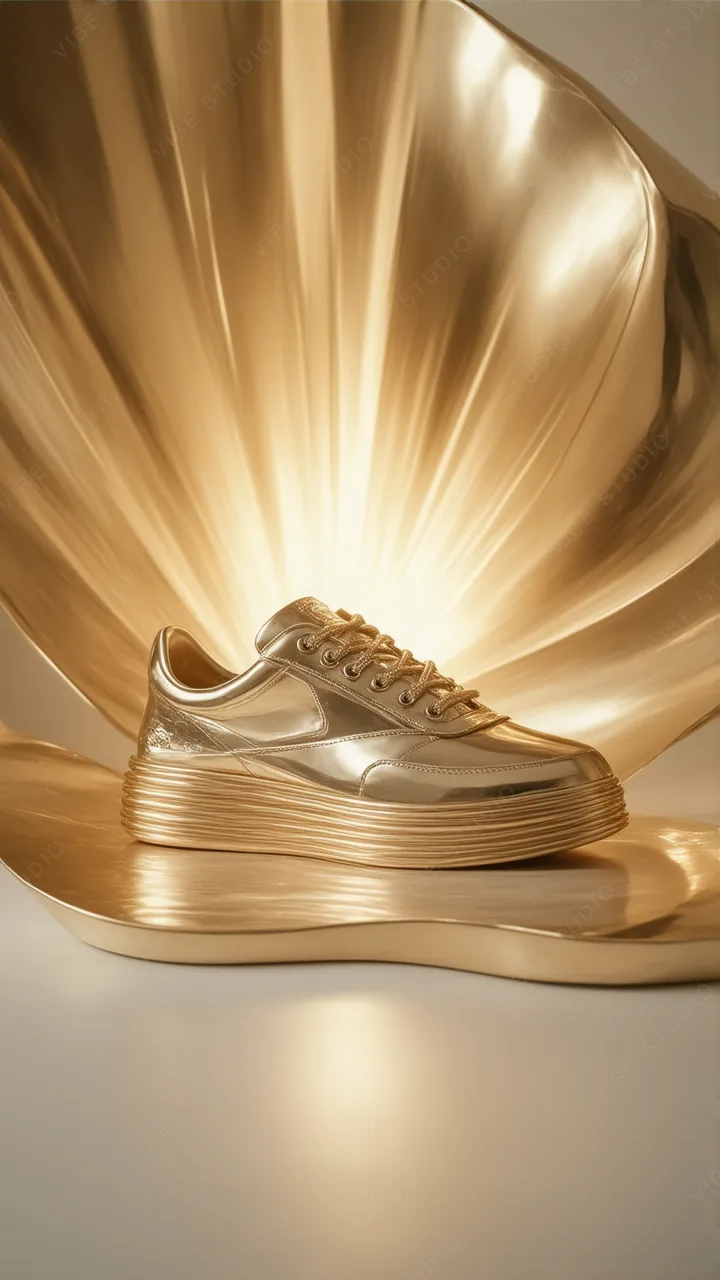Golden Footwear Sculpture Phone Wallpaper