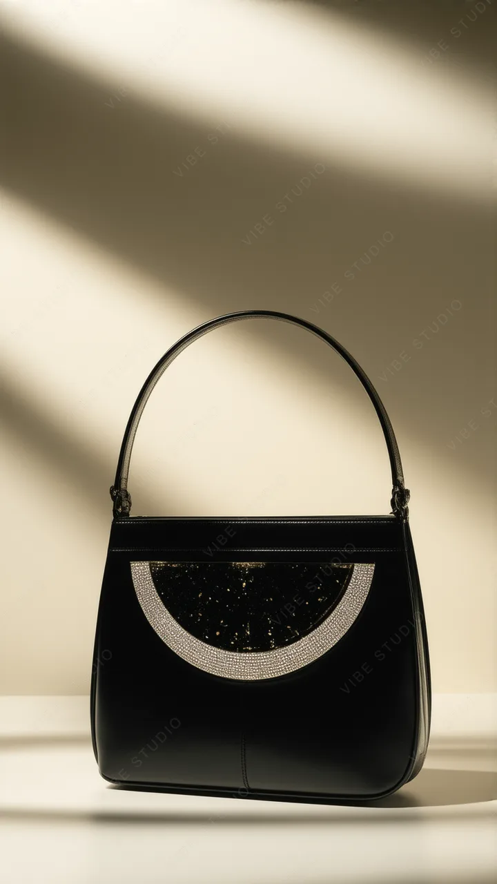 Black Leather Bag with Crystal Detail Phone Wallpaper