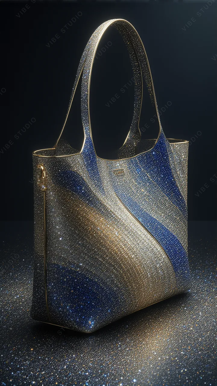 Luxurious Metallic Texture Tote Bag  Shimmering Spiral Phone Background