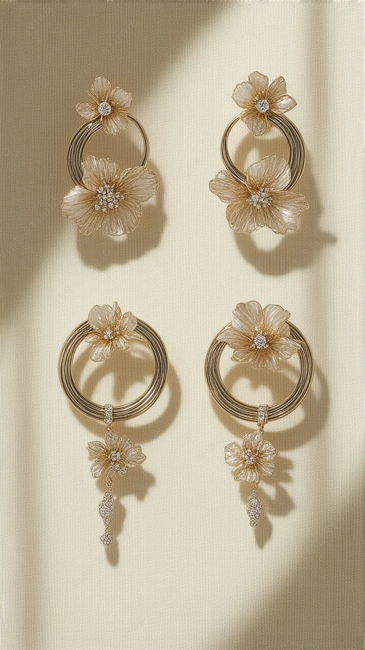 Gold Floral Earrings Phone Wallpaper