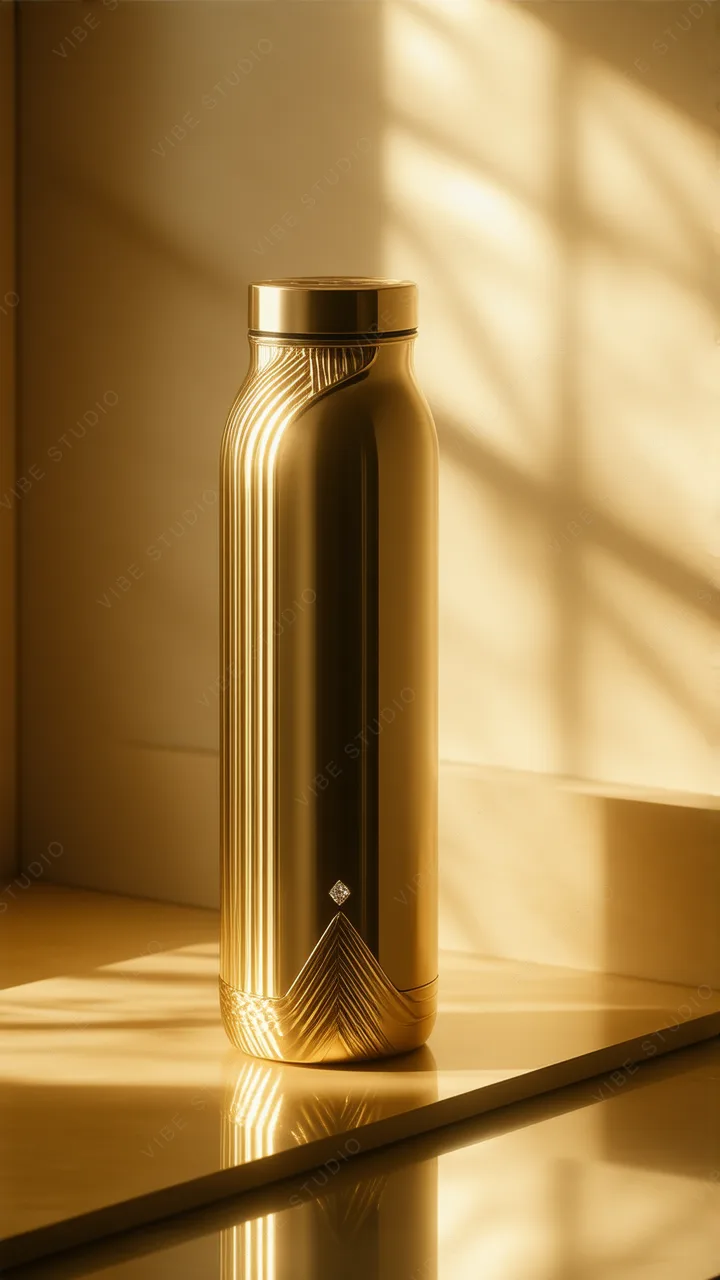 Golden Metallic Bottle Phone Wallpaper