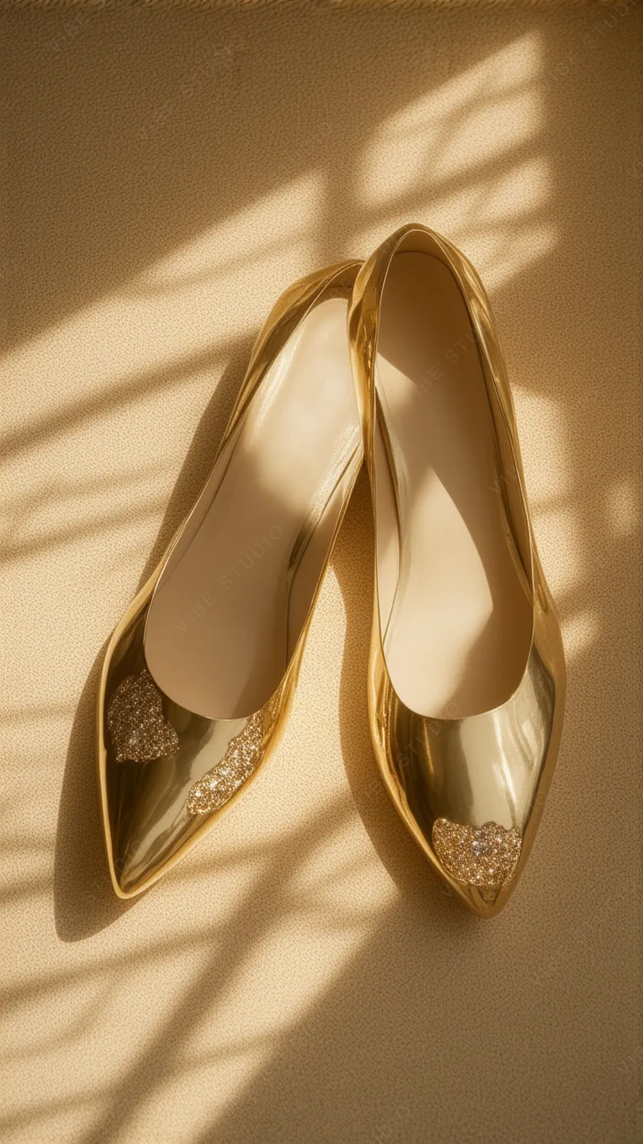 Gold Pointed Shoes Phone Wallpaper
