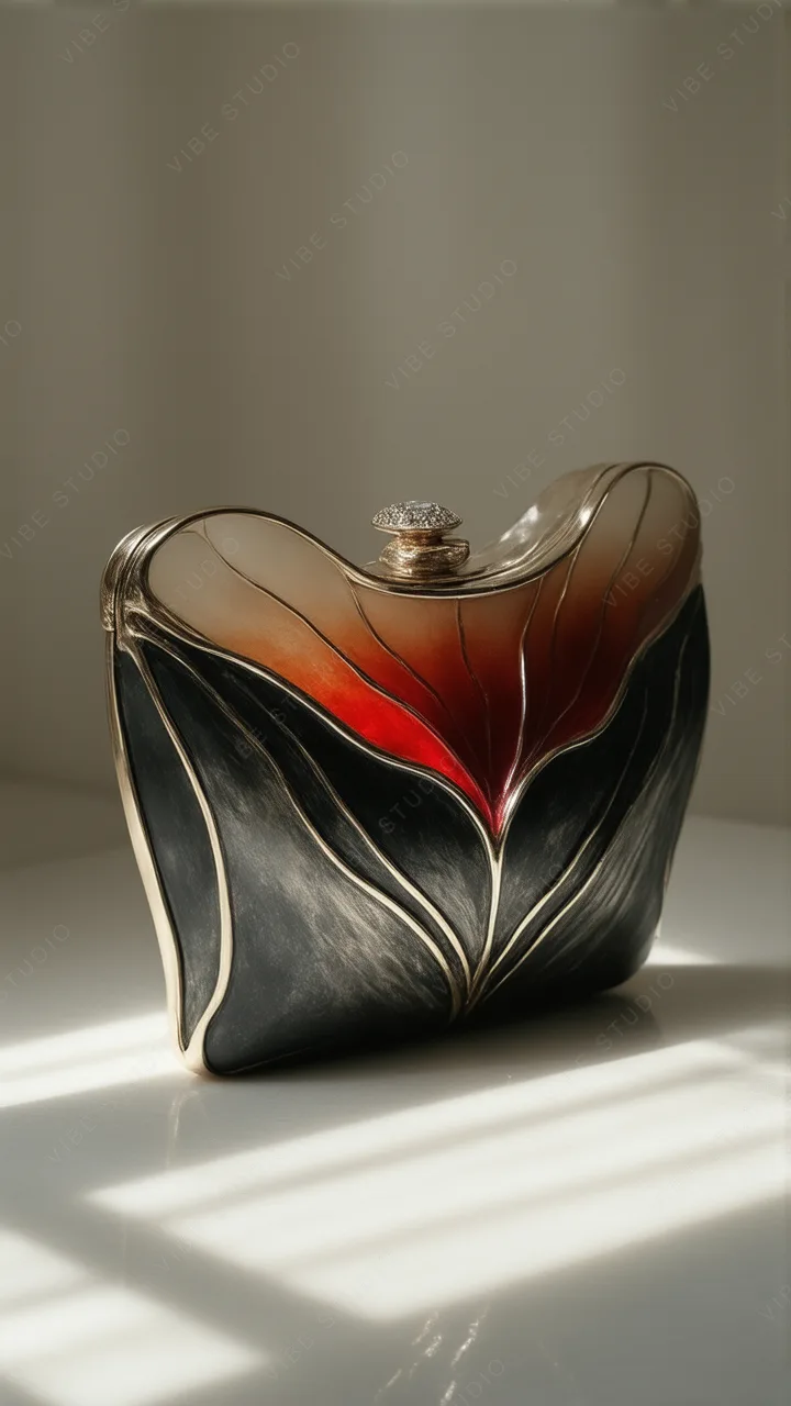 Luxurious Metallic Clutch with Red and Gold Detail Phone Wallpaper
