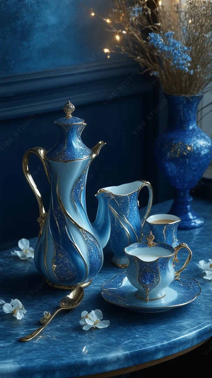 Blue Crystal Vase Phone Wallpaper