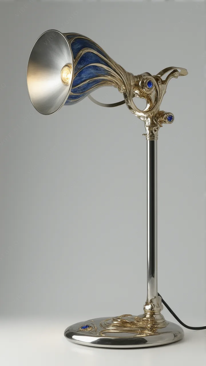 Blue and Gold Lamp Still Life Phone Wallpaper