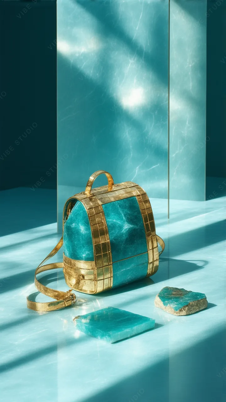 Teal Stone Backpack with Gold Details – Phone Wallpaper