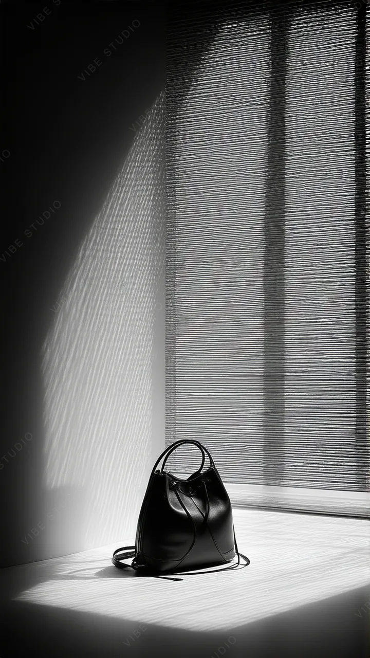 Black Leather Bag Still Life Phone Wallpaper