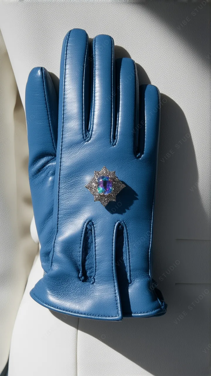 Sapphire Leather Glove with Crystal Ornament Phone Wallpaper