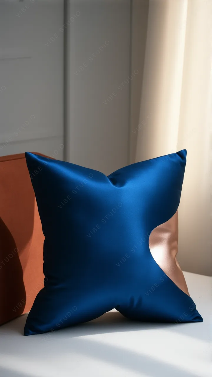 Navy Satin Pillow Phone Background  Luxurious Blue Pillow Wallpaper