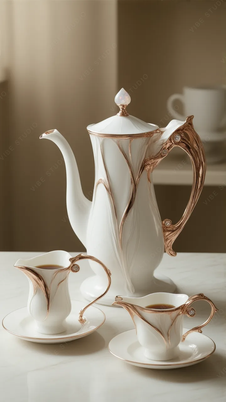 Elegant White Ceramic Tea Set Phone Wallpaper