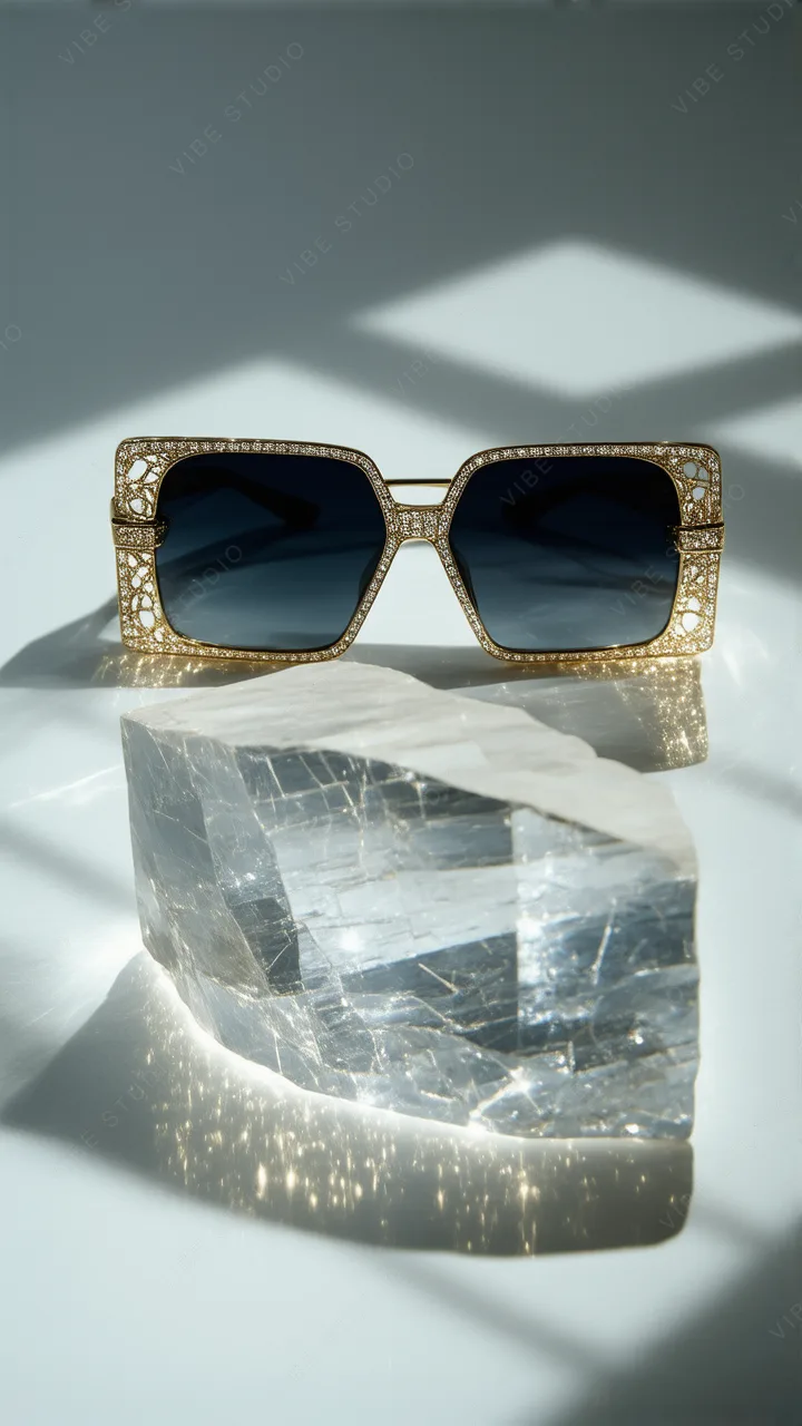 Diamond Gold Frame Sunglasses Sculpture Phone Wallpaper